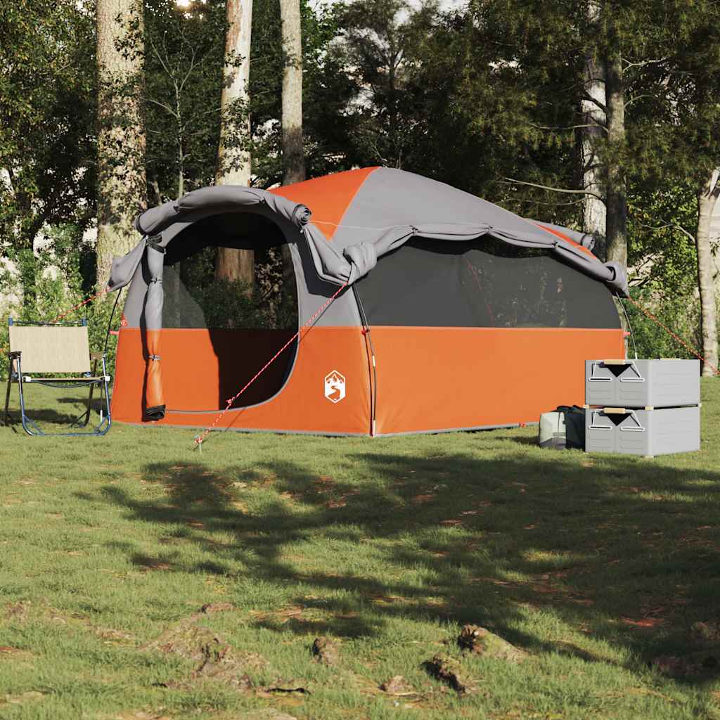 vidaXL Family Tent Tunnel 6-Person Grey and Orange Water-resistant