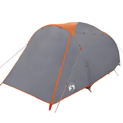 vidaXL Family Tent Tunnel 6-Person Grey and Orange Water-resistant
