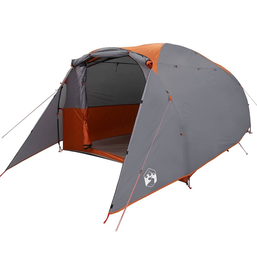 vidaXL Family Tent Tunnel 6-Person Grey and Orange Water-resistant