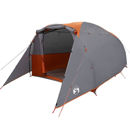 vidaXL Family Tent Tunnel 6-Person Grey and Orange Water-resistant