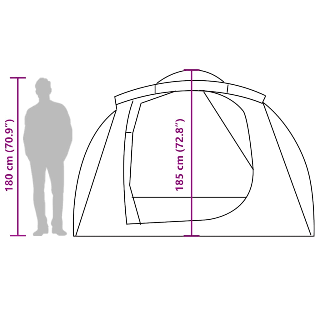 vidaXL Family Tent Tunnel 6-Person Grey and Orange Water-resistant