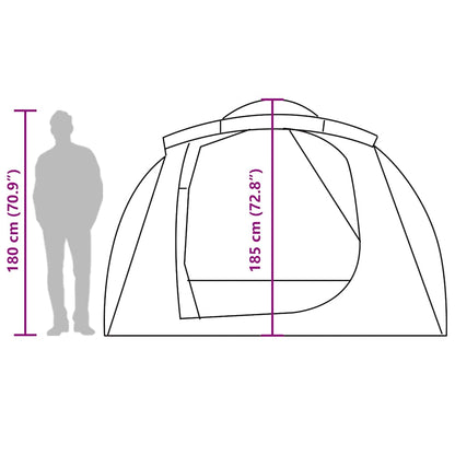 vidaXL Family Tent Tunnel 6-Person Grey and Orange Water-resistant