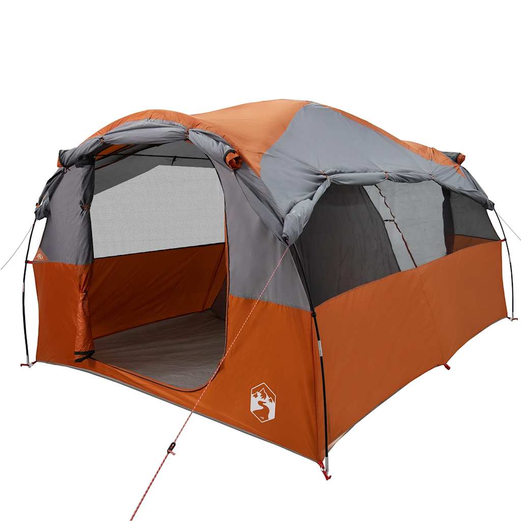 vidaXL Family Tent Tunnel 6-Person Grey and Orange Water-resistant