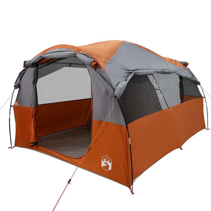 vidaXL Family Tent Tunnel 6-Person Grey and Orange Water-resistant