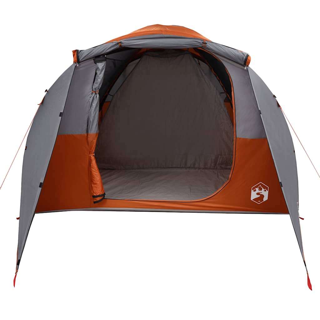 vidaXL Family Tent Tunnel 6-Person Grey and Orange Water-resistant