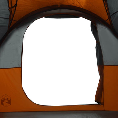 vidaXL Family Tent Tunnel 6-Person Grey and Orange Water-resistant