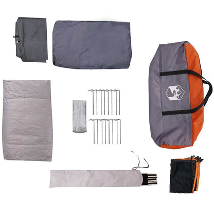 vidaXL Family Tent Tunnel 6-Person Grey and Orange Water-resistant