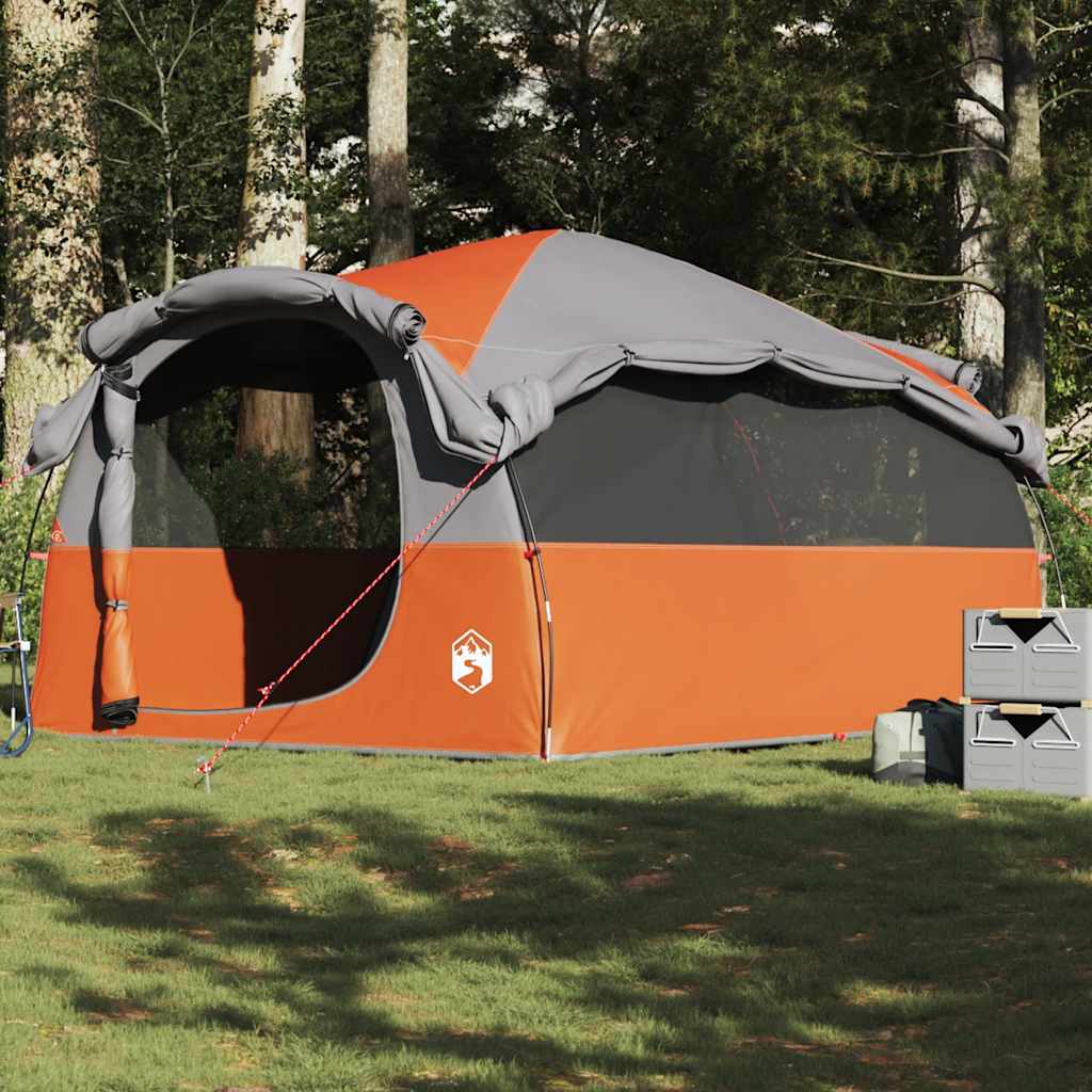vidaXL Family Tent Tunnel 6-Person Grey and Orange Water-resistant
