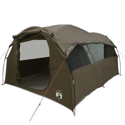 vidaXL Family Tent Tunnel 6-Person Brown Water-resistant