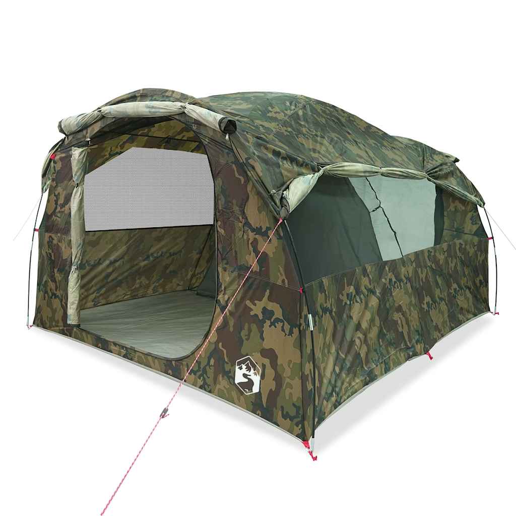 vidaXL Family Tent Tunnel 6-Person Camouflage Water-resistant - Green