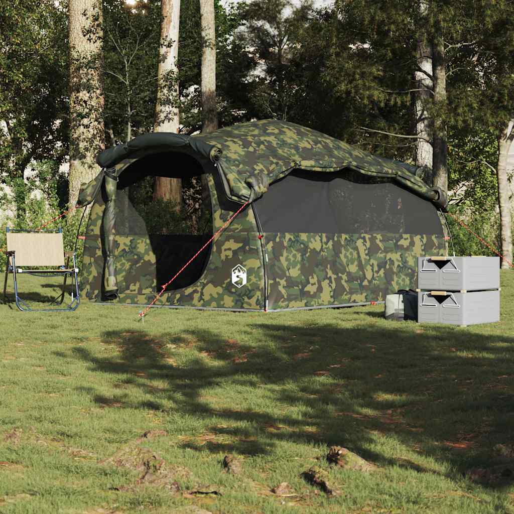 vidaXL Family Tent Tunnel 6-Person Camouflage Water-resistant - Green