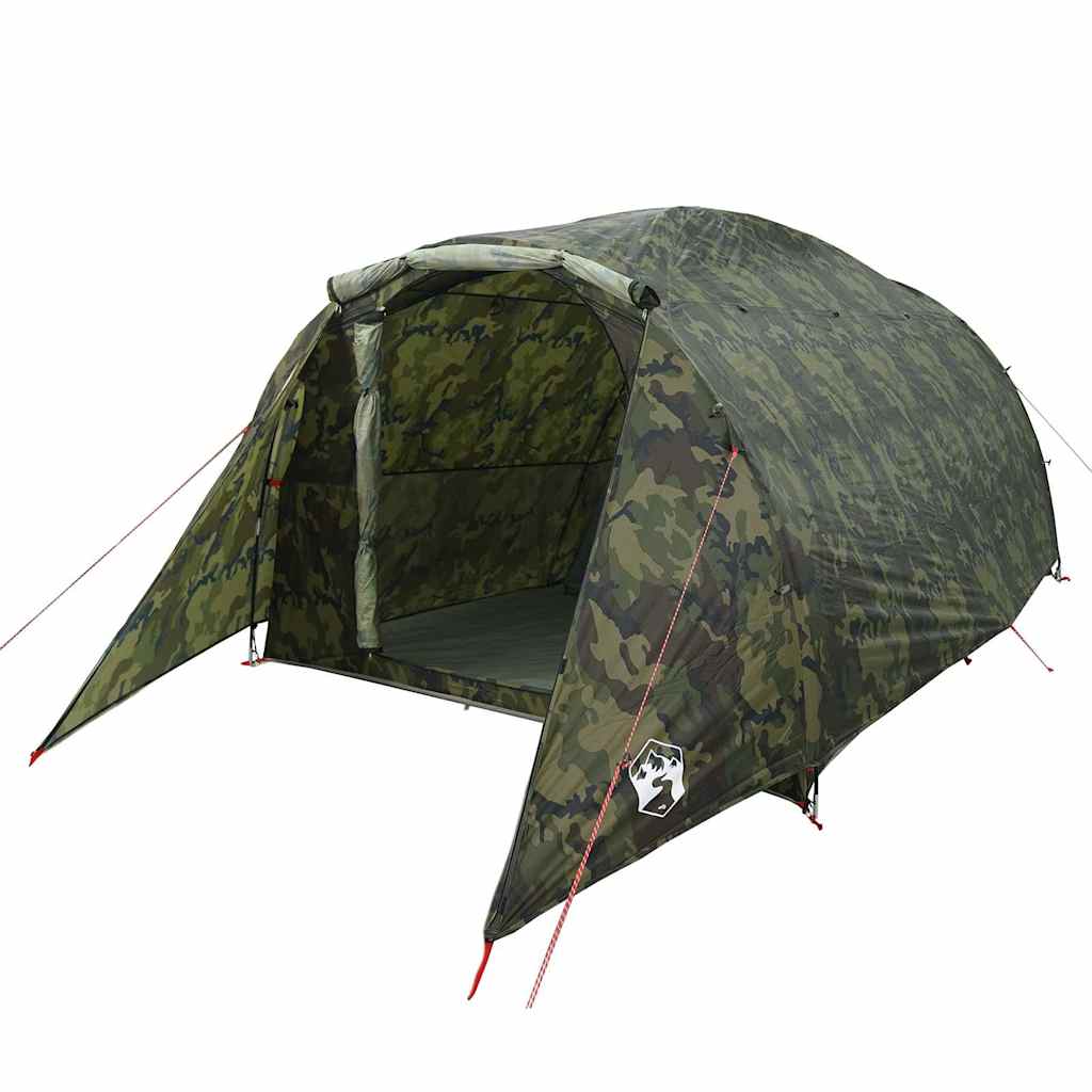 vidaXL Family Tent Tunnel 6-Person Camouflage Water-resistant - Green