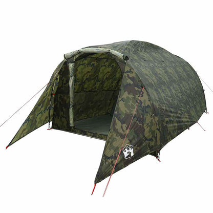 vidaXL Family Tent Tunnel 6-Person Camouflage Water-resistant - Green