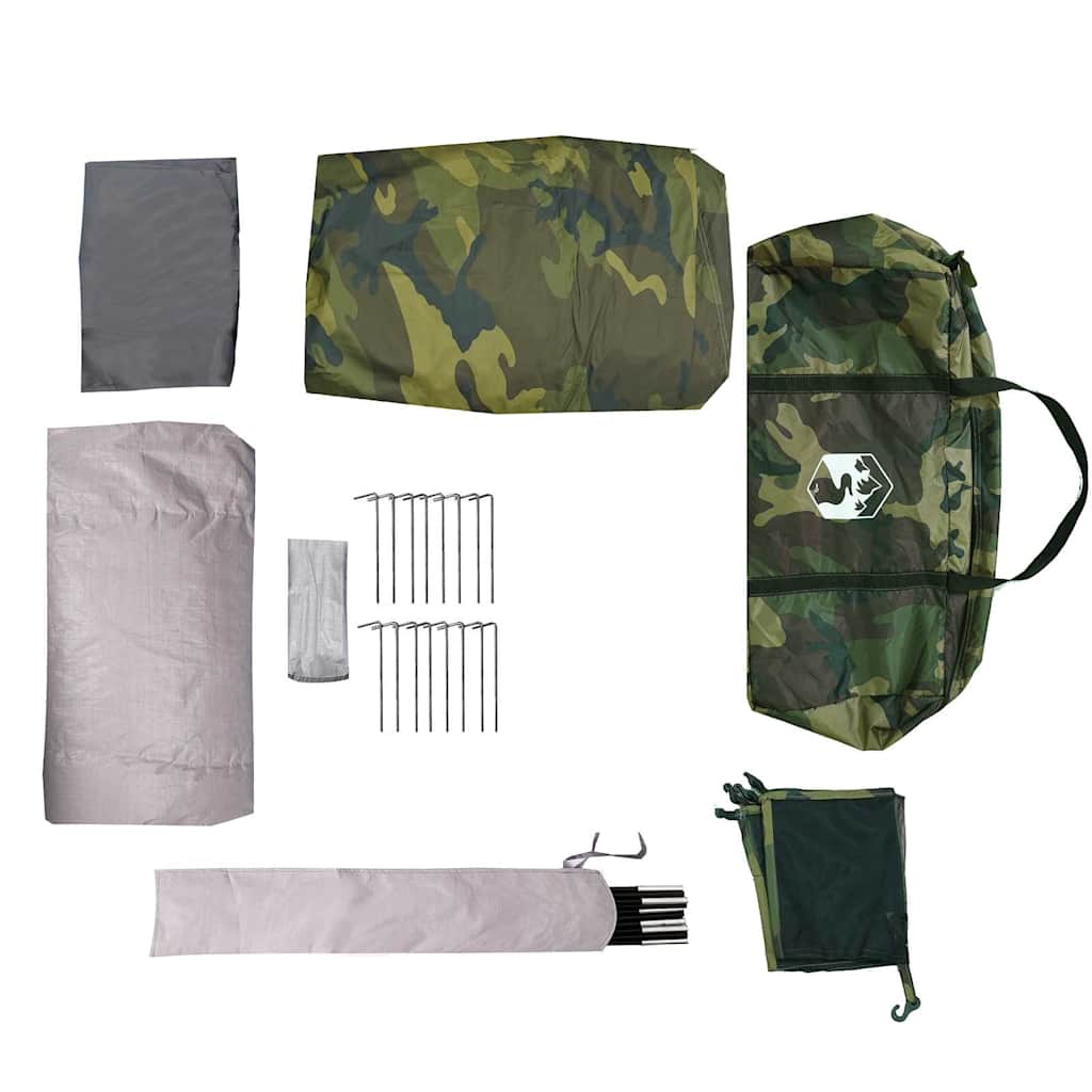 vidaXL Family Tent Tunnel 6-Person Camouflage Water-resistant - Green