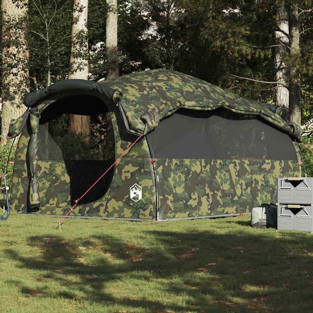 vidaXL Family Tent Tunnel 6-Person Camouflage Water-resistant - Green