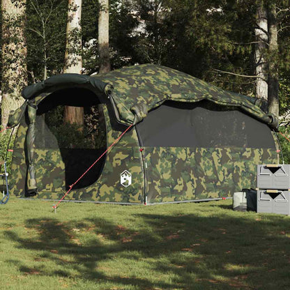 vidaXL Family Tent Tunnel 6-Person Camouflage Water-resistant - Green