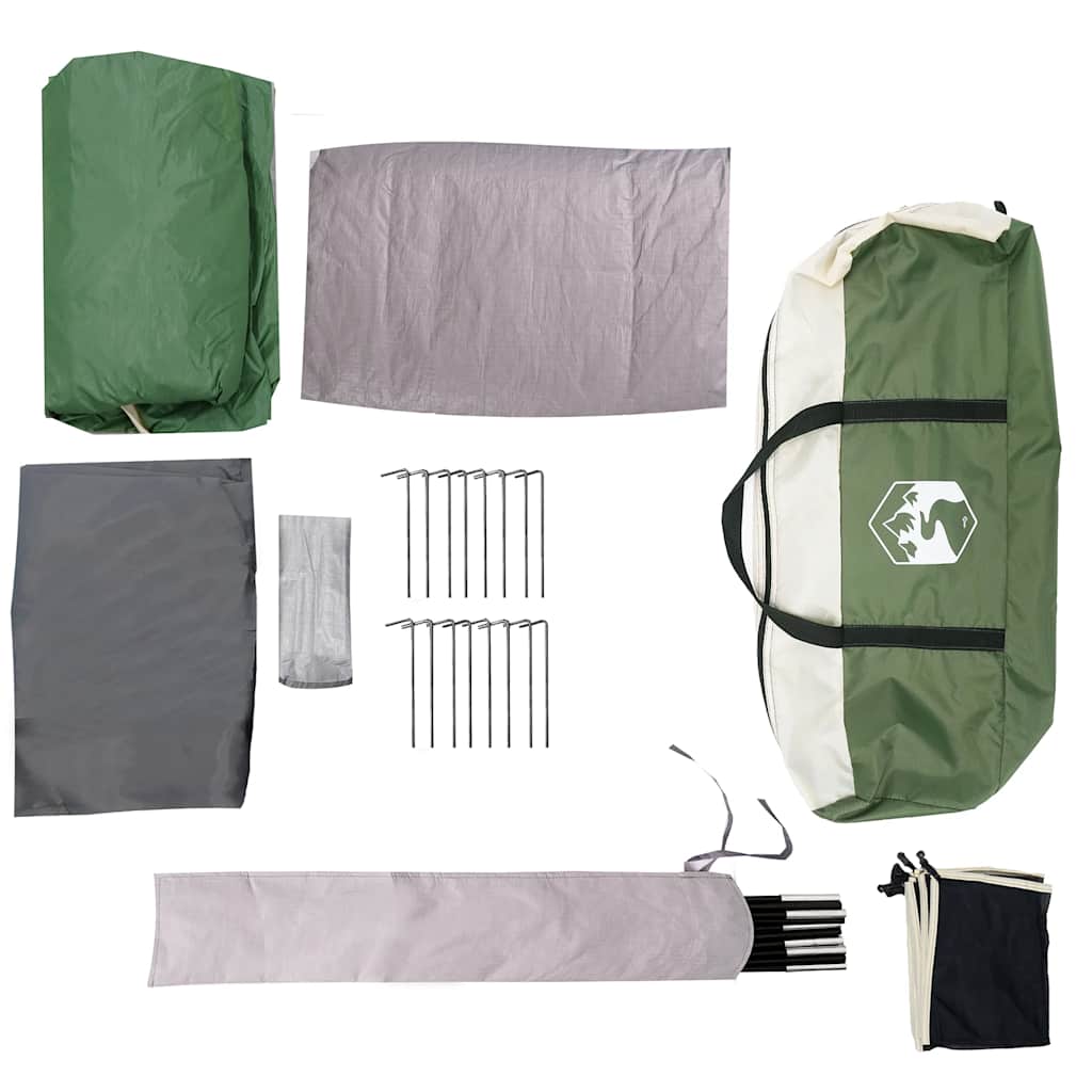 vidaXL Camping Tent with Porch Dome 5-Person Green Waterproof