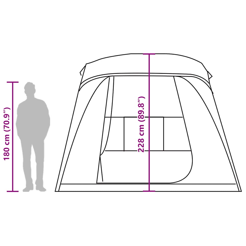 vidaXL Camping Tent with Porch Dome 5-Person Green Waterproof