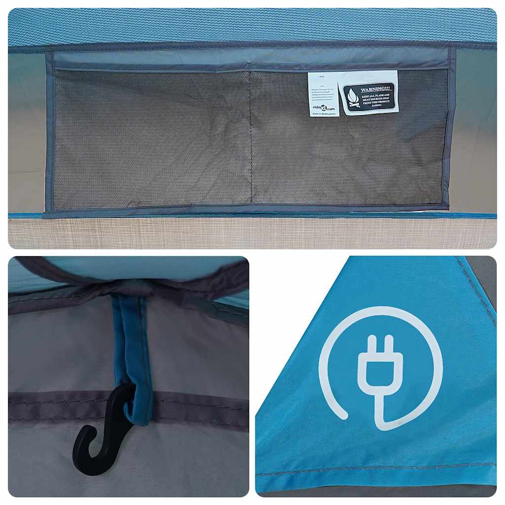 vidaXL Camping Tent with Porch Dome 5-Person Blue Waterproof