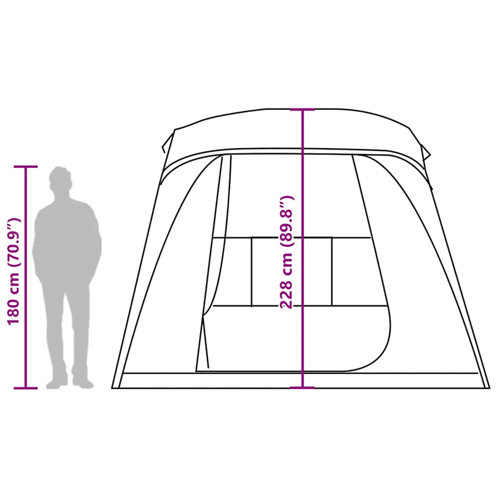 vidaXL Camping Tent with Porch Dome 5-Person Grey and Orange Waterproof