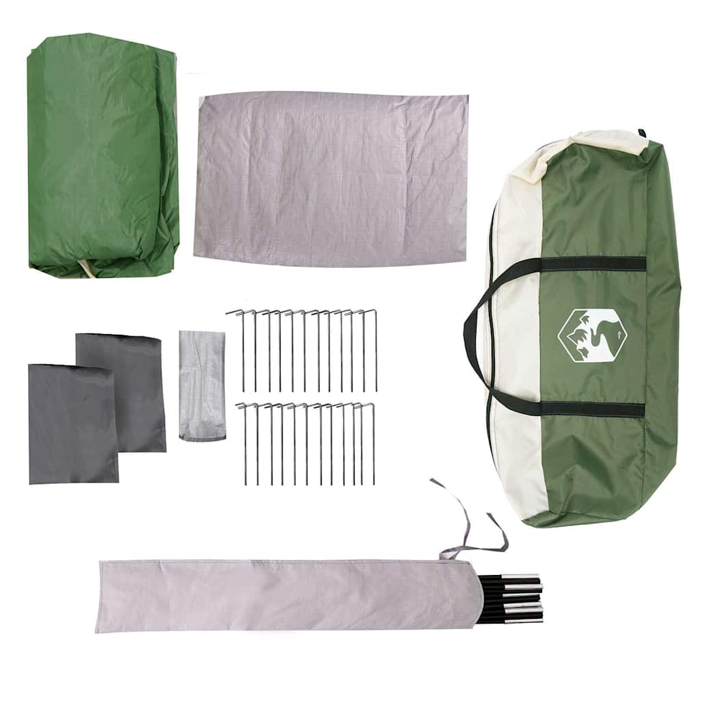 vidaXL Family Tent with Porch Dome 9-Person Green Waterproof