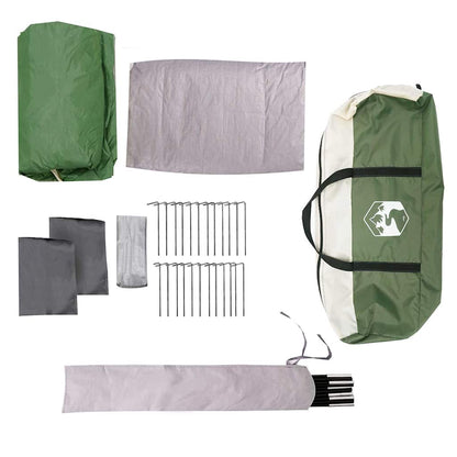 vidaXL Family Tent with Porch Dome 9-Person Green Waterproof