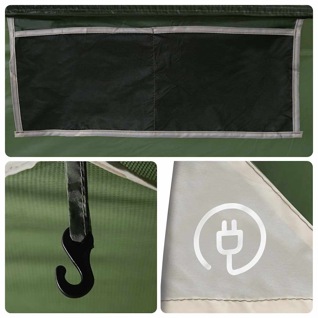 vidaXL Family Tent with Porch Dome 9-Person Green Waterproof