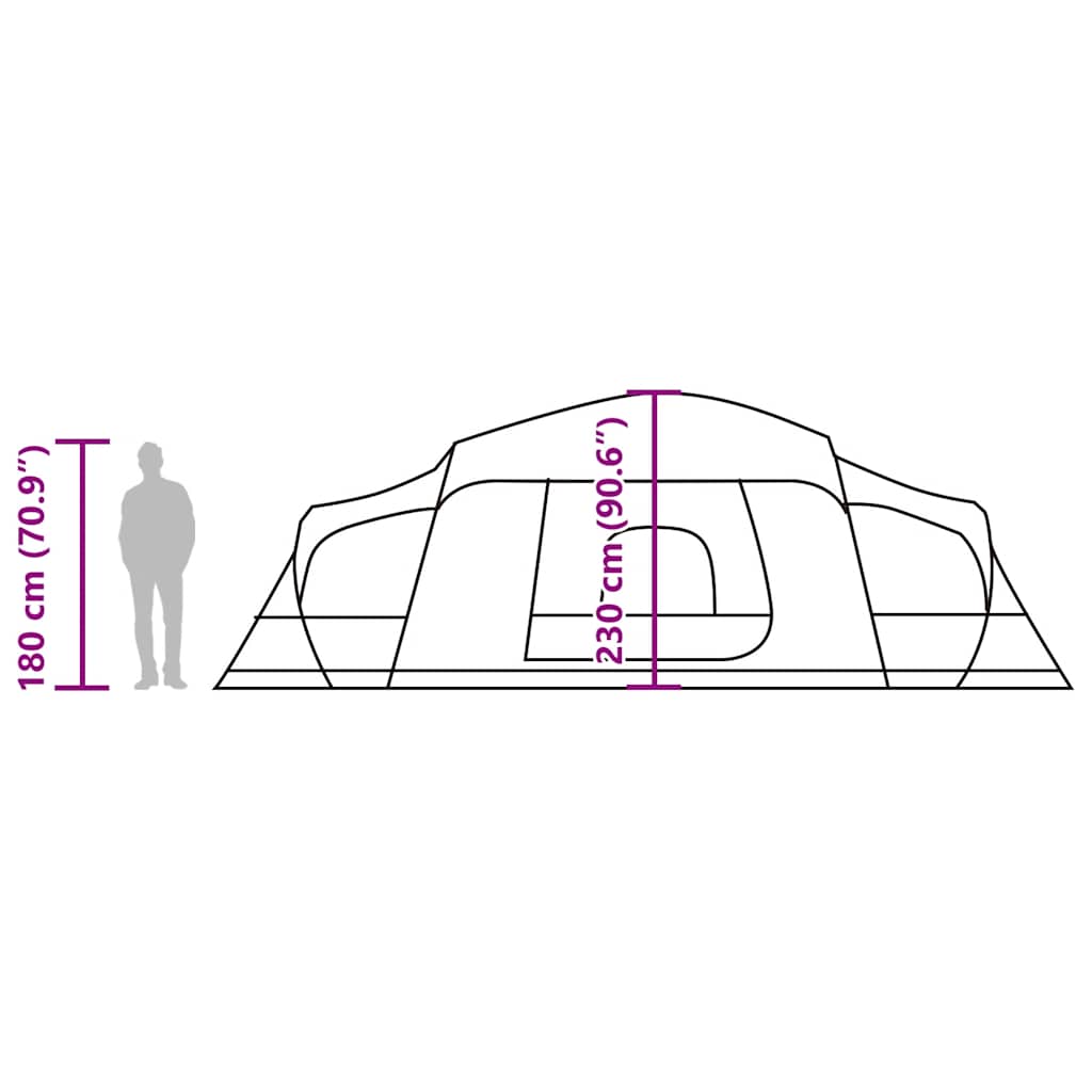 vidaXL Family Tent with Porch Dome 9-Person Green Waterproof