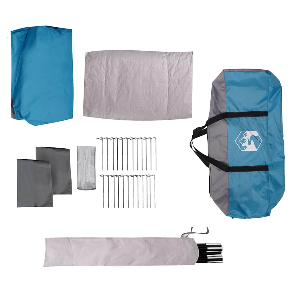 vidaXL Family Tent with Porch Dome 9-Person Blue Waterproof