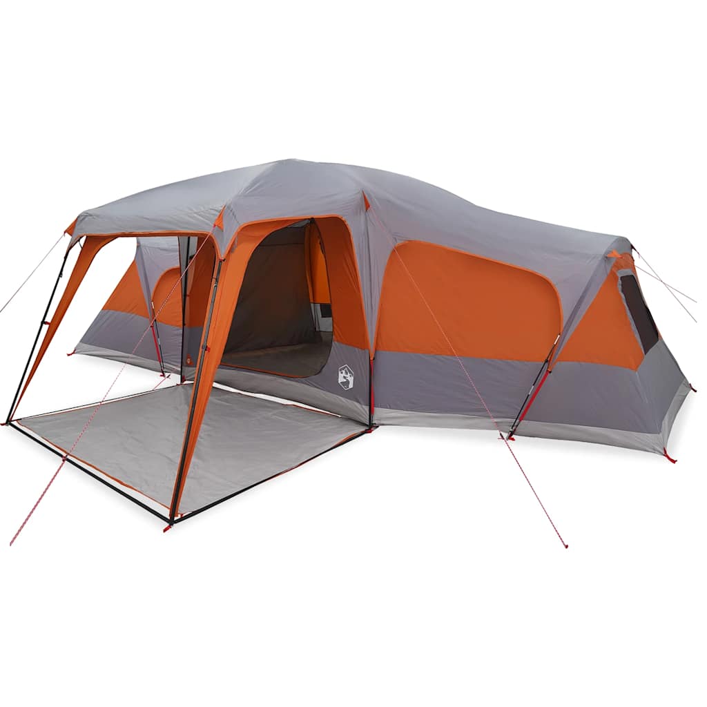 vidaXL Family Tent with Porch Dome 9-Person Grey and Orange Waterproof