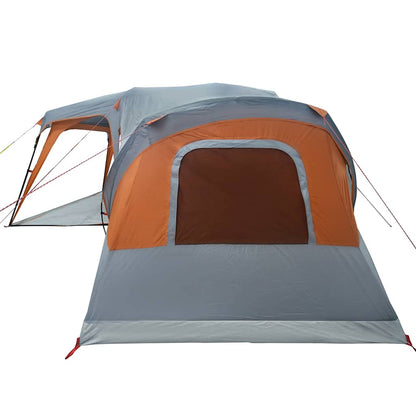 vidaXL Family Tent with Porch Dome 9-Person Grey and Orange Waterproof