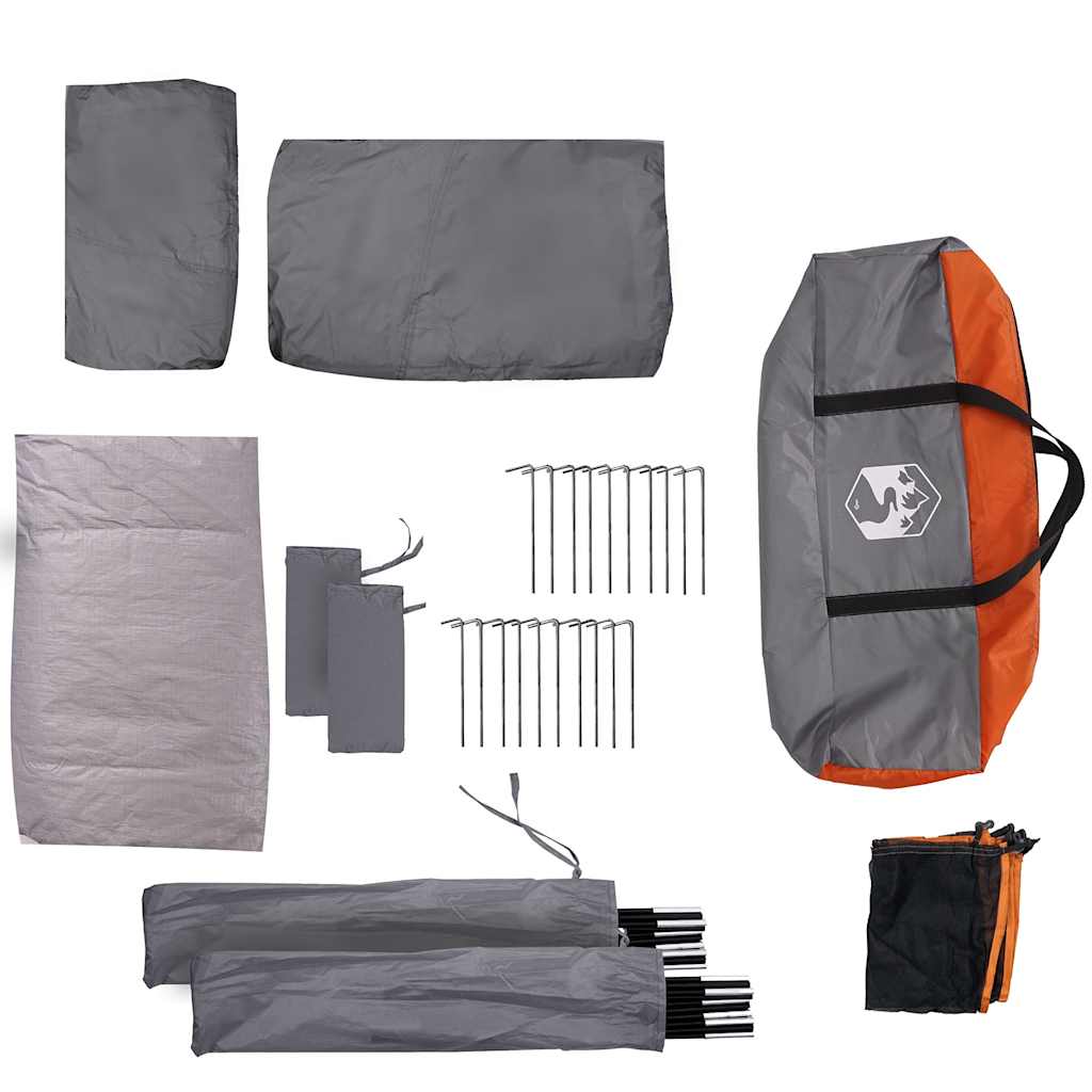 vidaXL Camping Tent 5-Person Grey and Orange Waterproof - 37700