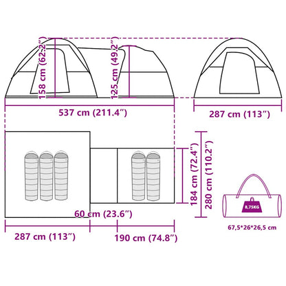 vidaXL Camping Tent 5-Person Grey and Orange Waterproof - 37700