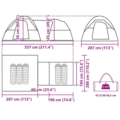 vidaXL Camping Tent 5-Person White Blackout Fabric Waterproof