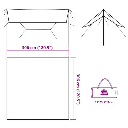 vidaXL Camping Tarp Olive Green 306x306 cm Waterproof