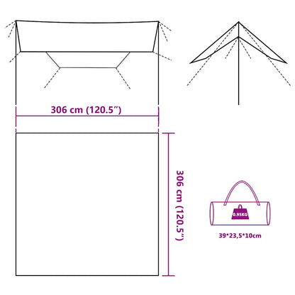 vidaXL Camping Tarp Camouflage 306x306 cm Waterproof - Green