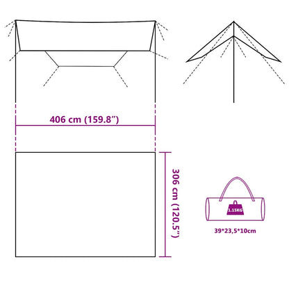 vidaXL Camping Tarp Olive Green 406x306 cm Waterproof