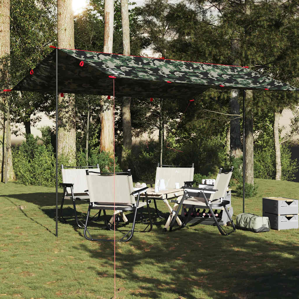 vidaXL Camping Tarp Camouflage 406x306 cm Waterproof - Green