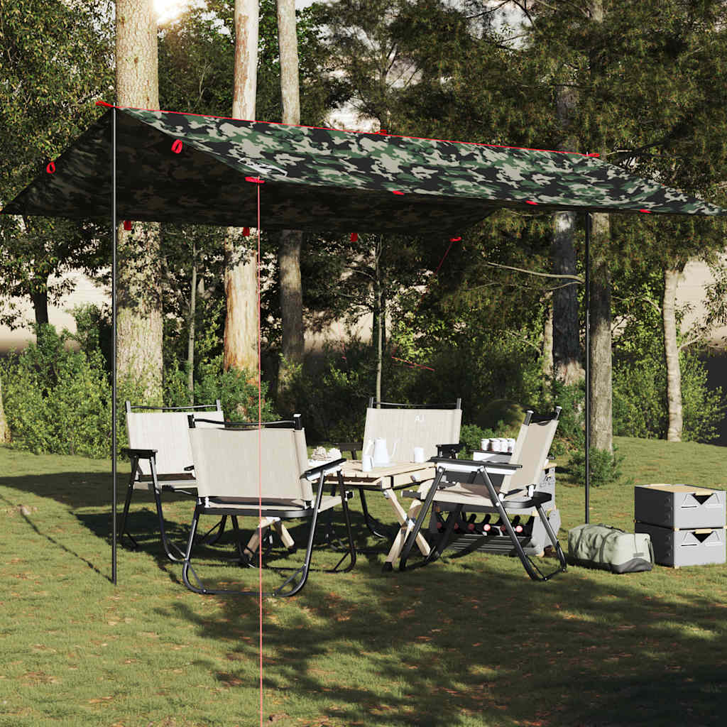 vidaXL Camping Tarp Camouflage 406x306 cm Waterproof - Green