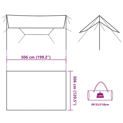 vidaXL Camping Tarp Brown 506x306 cm Waterproof