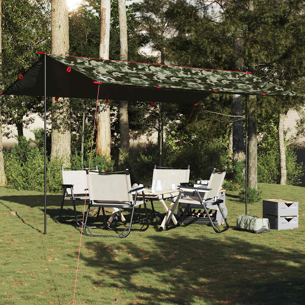 vidaXL Camping Tarp Camouflage 506x306 cm Waterproof - Green