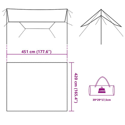 vidaXL Camping Tarp Camouflage 451x420 cm Waterproof - Green