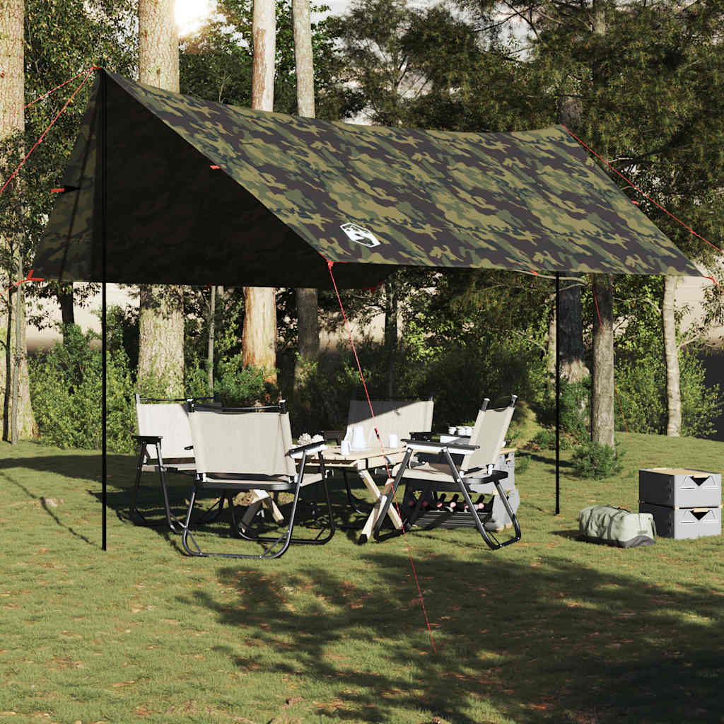vidaXL Camping Tarp Camouflage 438x376x212 cm Waterproof - Green