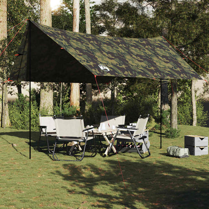 vidaXL Camping Tarp Camouflage 438x376x212 cm Waterproof - Green
