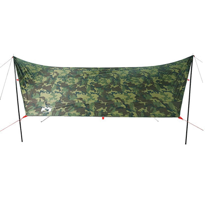 vidaXL Camping Tarp Camouflage 438x376x212 cm Waterproof - Green