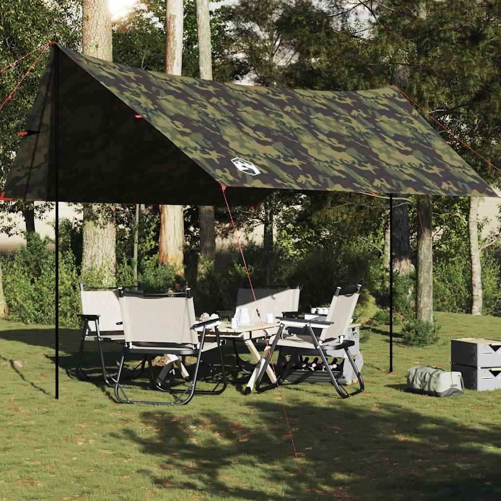 vidaXL Camping Tarp Camouflage 438x376x212 cm Waterproof - Green