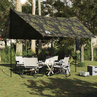 vidaXL Camping Tarp Camouflage 438x376x212 cm Waterproof - Green