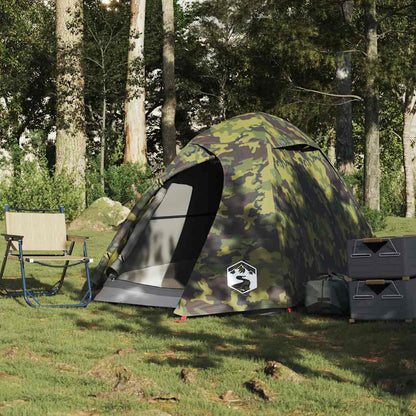 vidaXL Camping Tent Dome 2-Person Camouflage Waterproof - Green