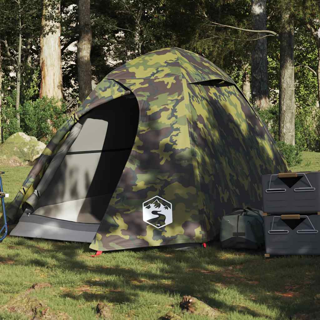 vidaXL Camping Tent Dome 2-Person Camouflage Waterproof - Green