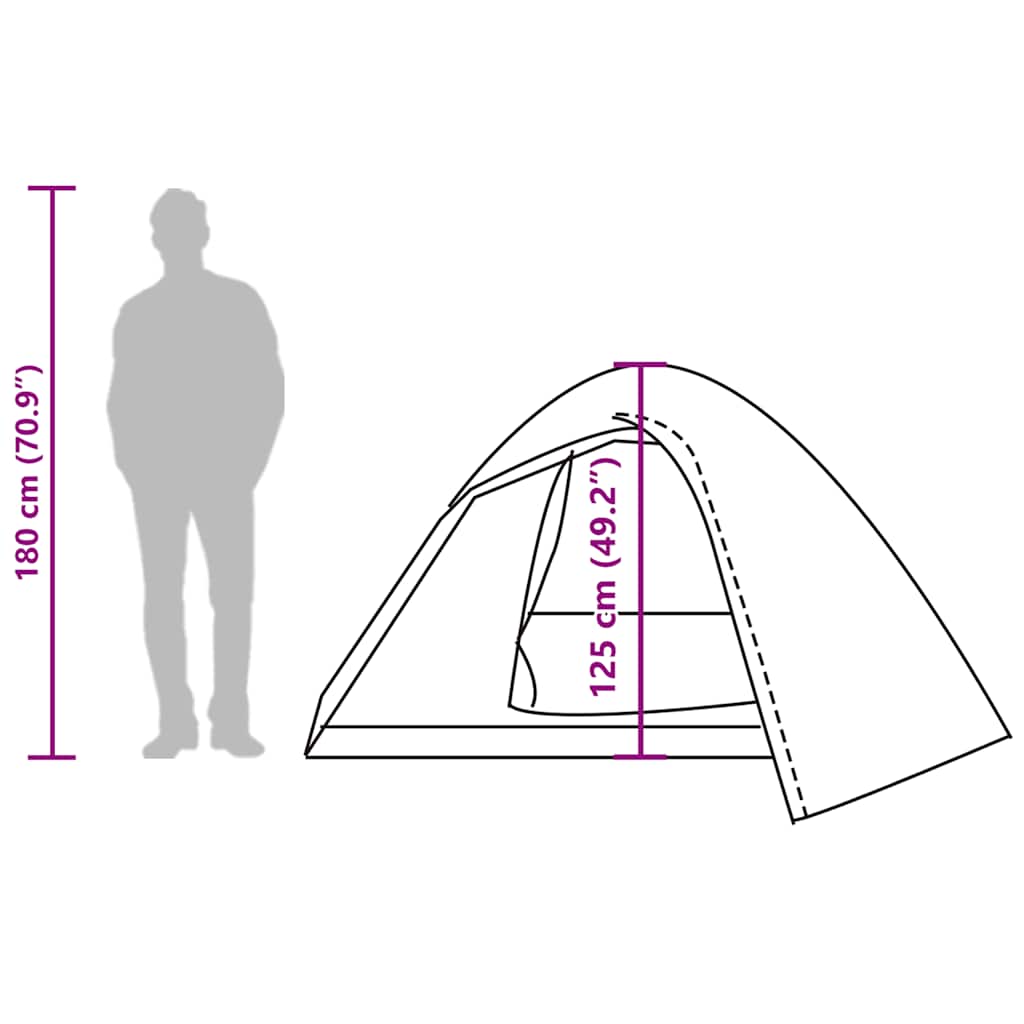 vidaXL Camping Tent Dome 3-Person Olive Green Waterproof